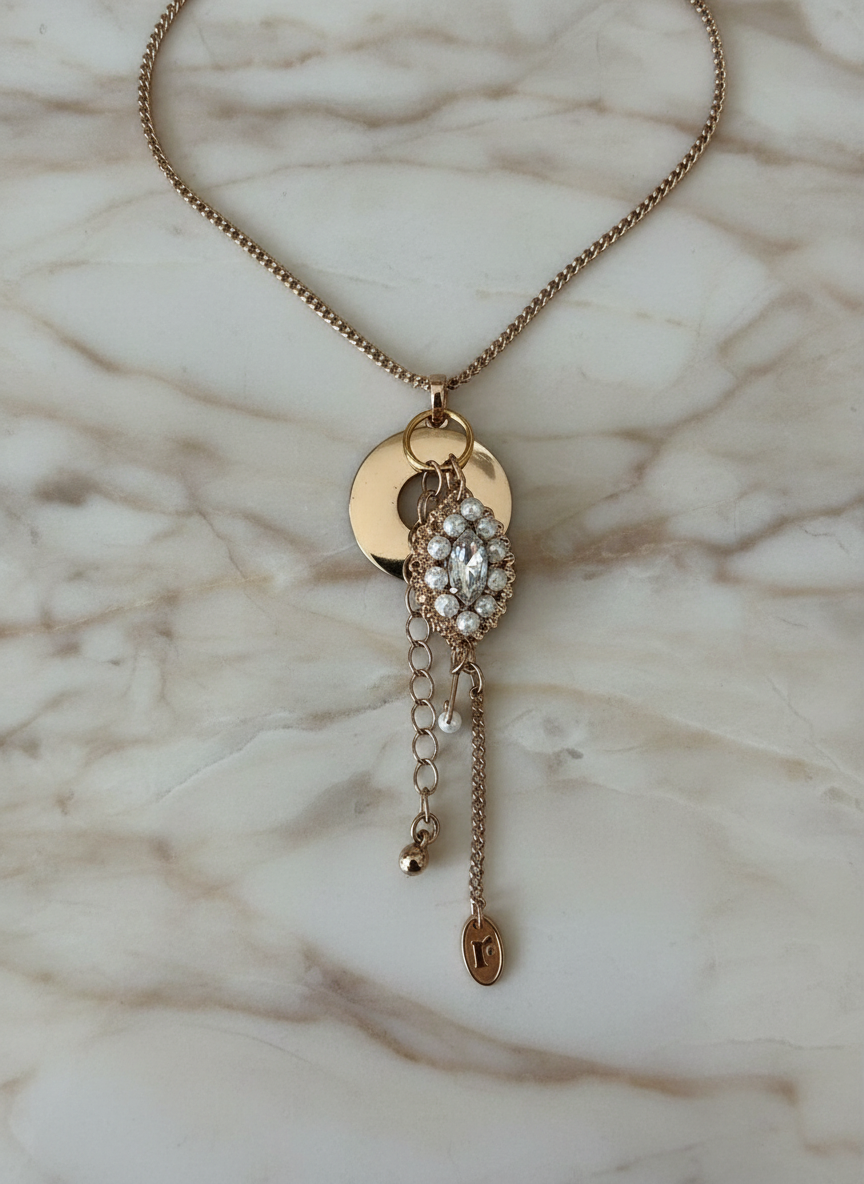 Diamonds and Pearls Charm Necklace