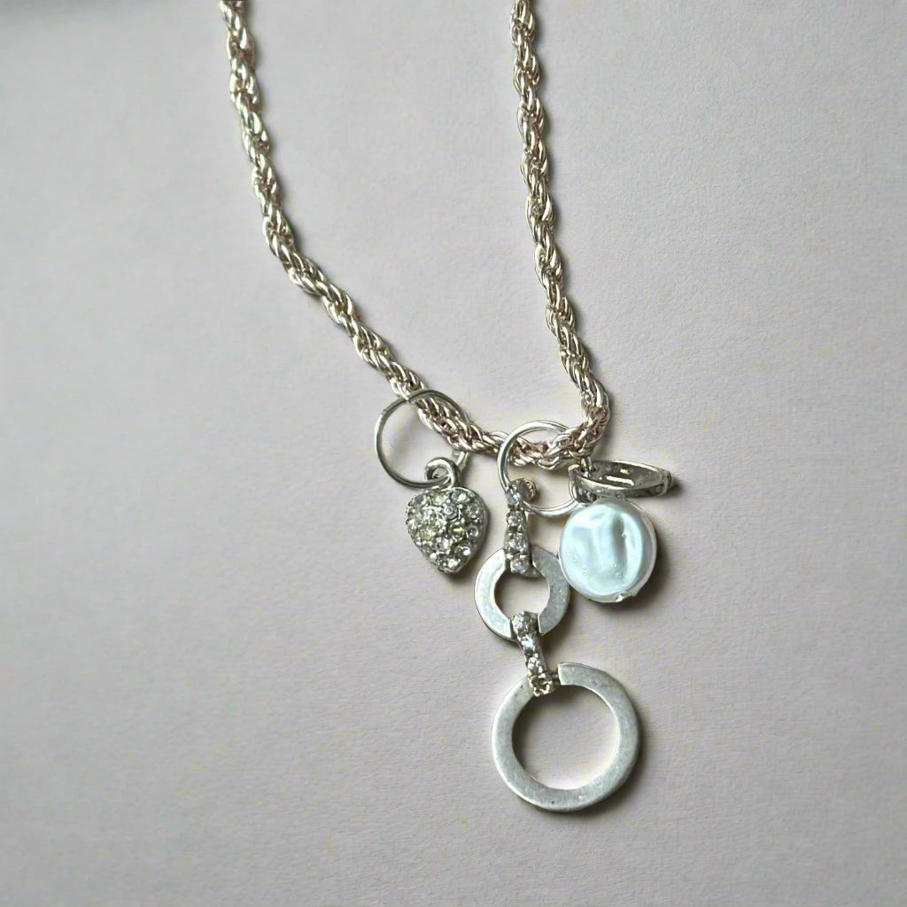 Circle of Love Charm Necklace, romantic heart jewelry