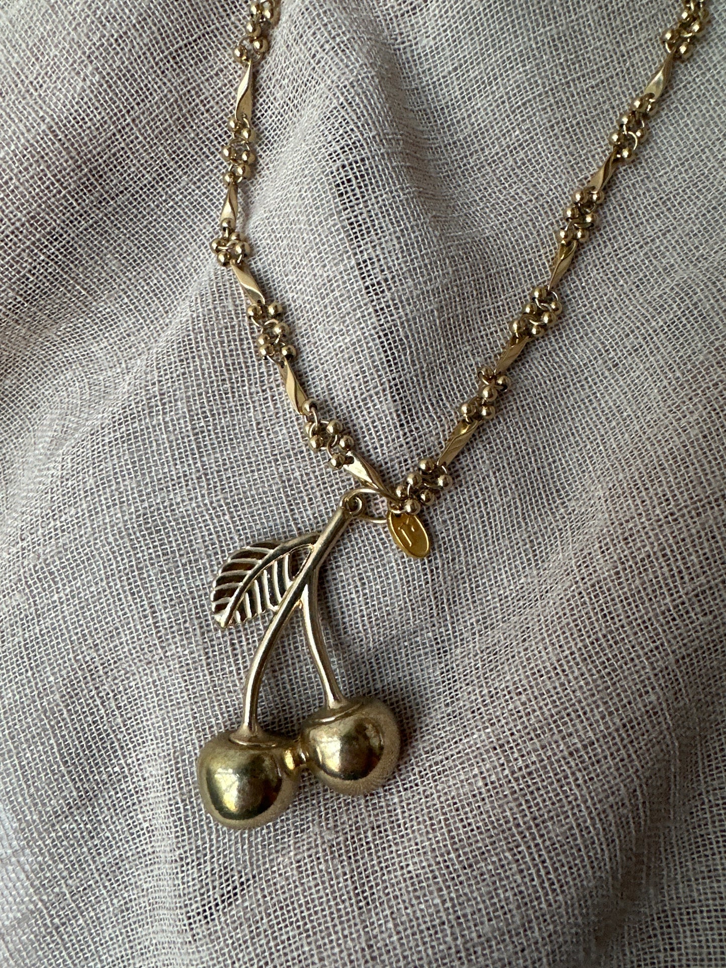 Last Cherry Standing Necklace, cute cherry charm necklace