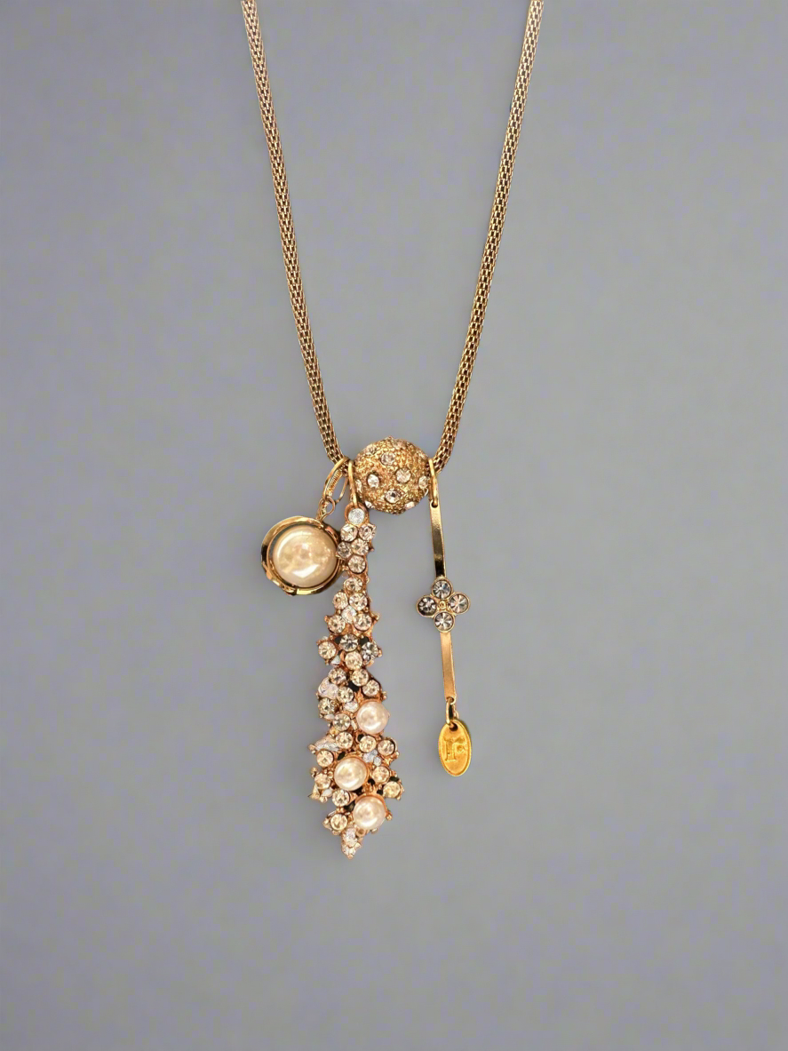 Golden Balls Vintage Charm Necklace