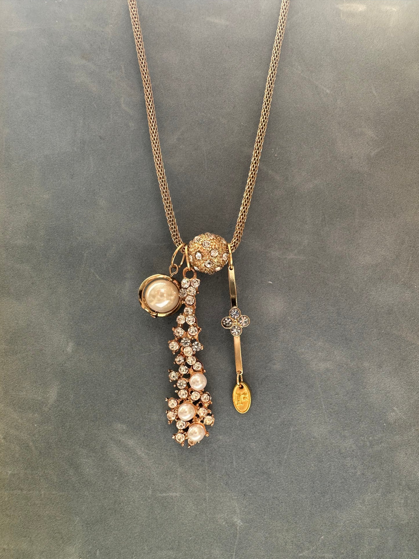 Golden Balls Vintage Charm Necklace