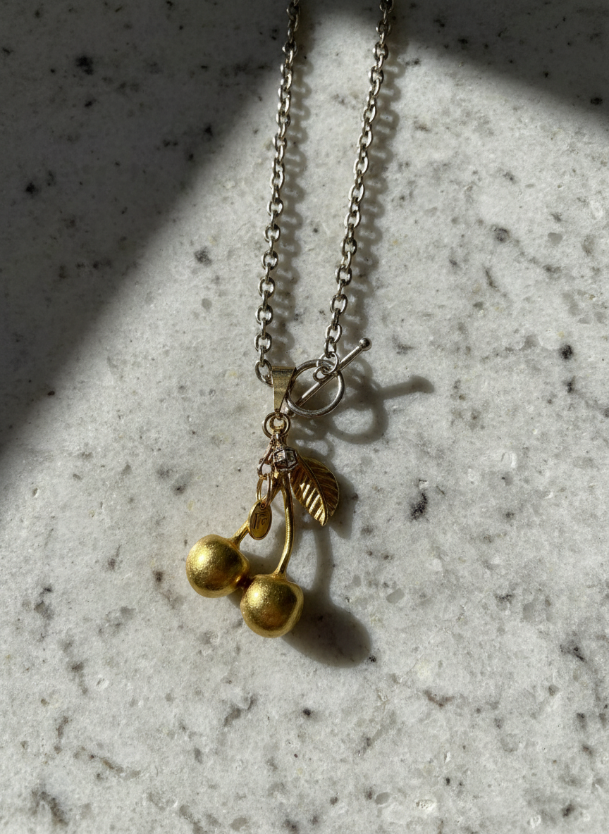Cherry Eight Vintage Necklace with Cherry Charm