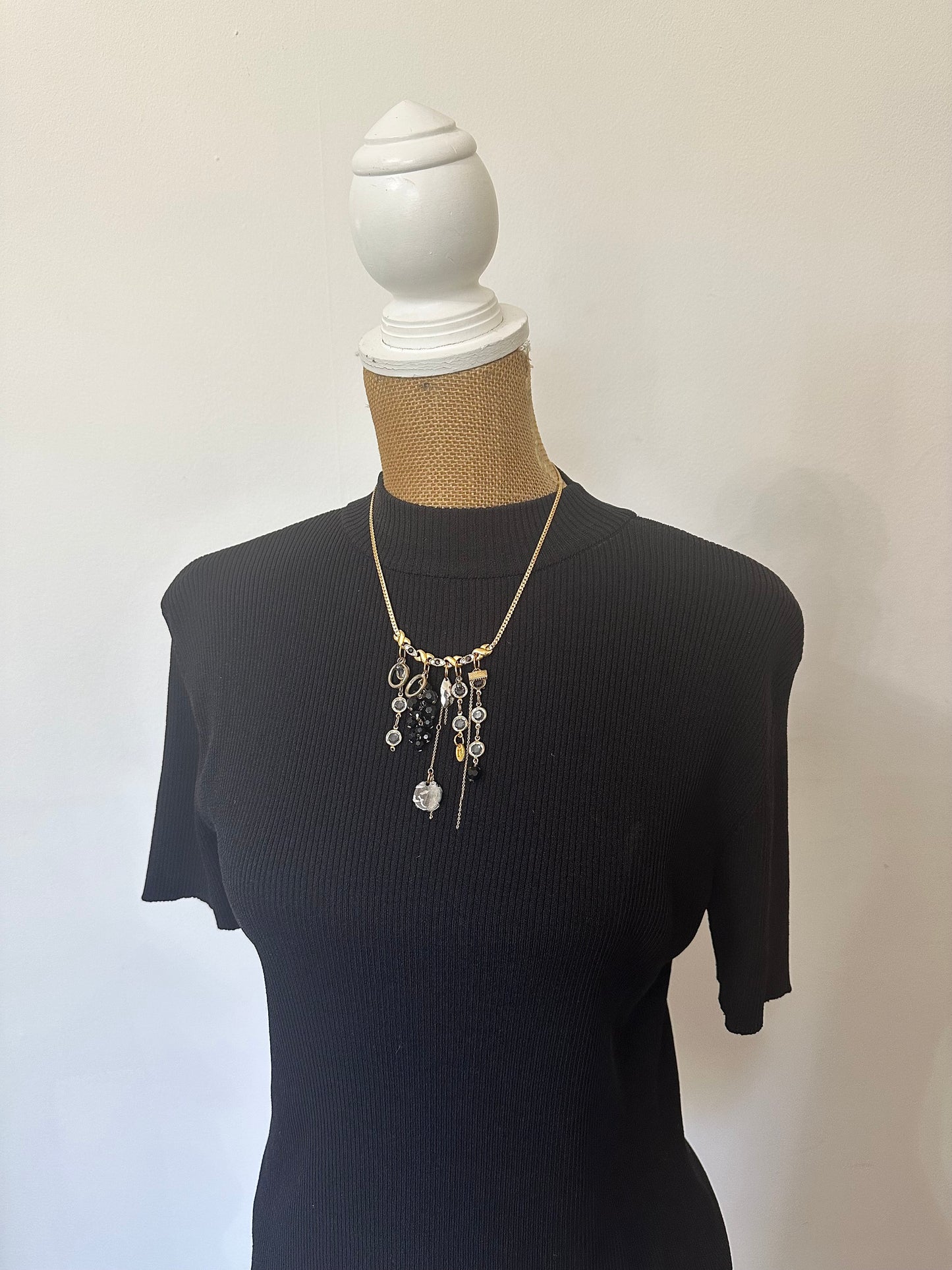Eyes on Black Cluster Charm Necklace