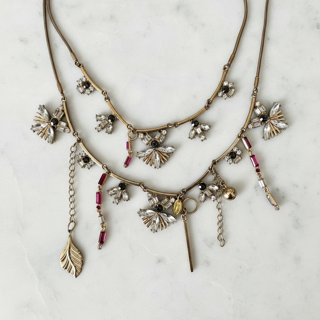 Vintage Dangle Cluster Necklace