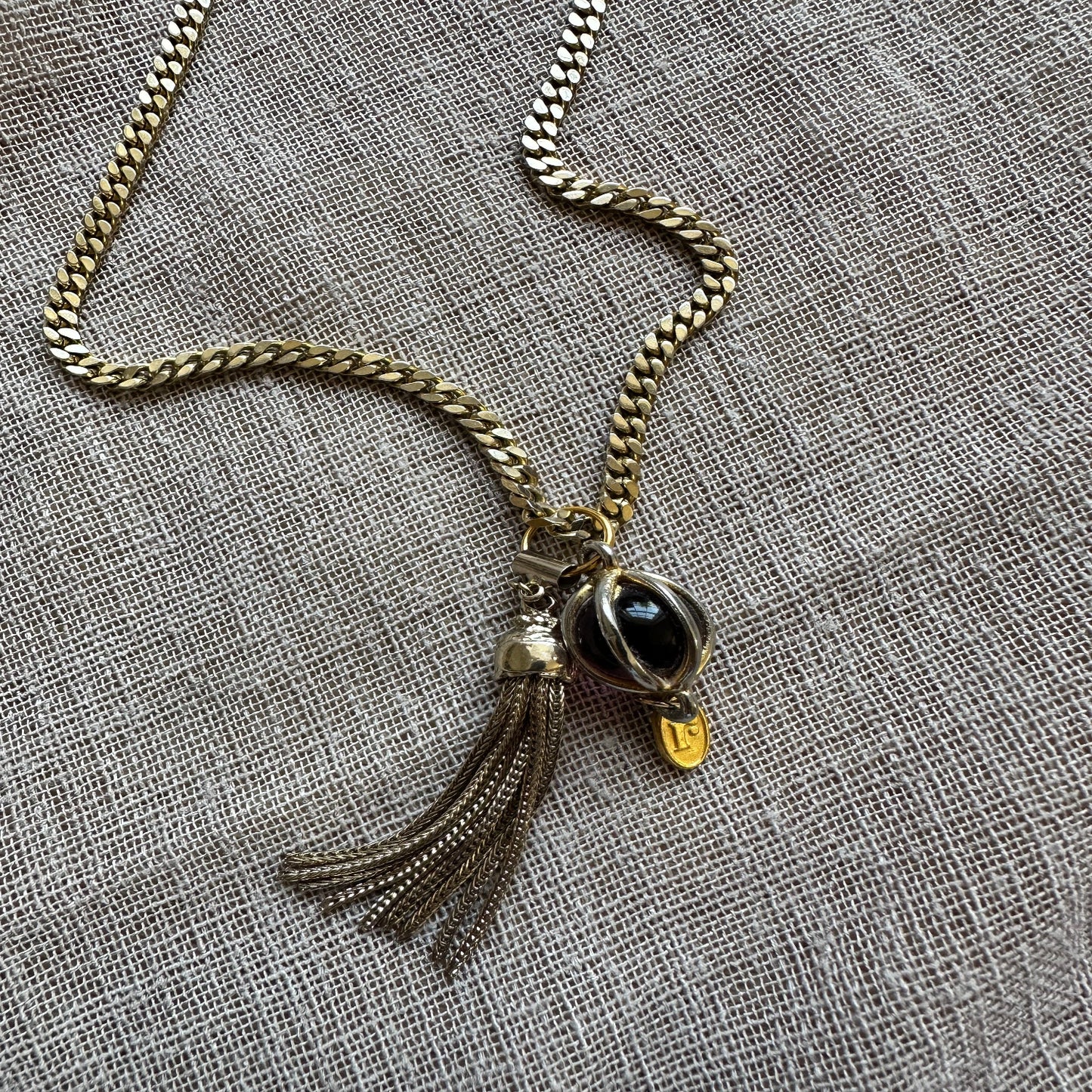 Tassel drop necklace from Regilt – minimalist style vintage jewelry.