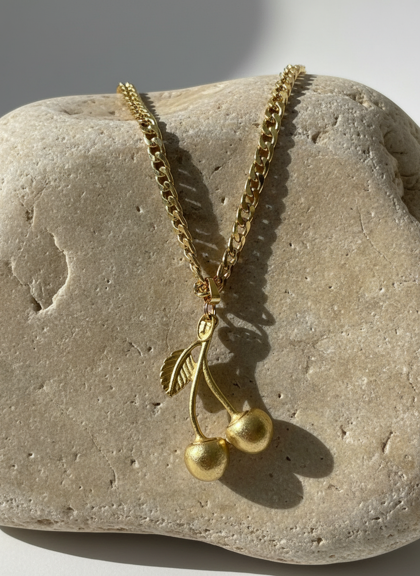 Cherry Two Chain and Pendant Necklace