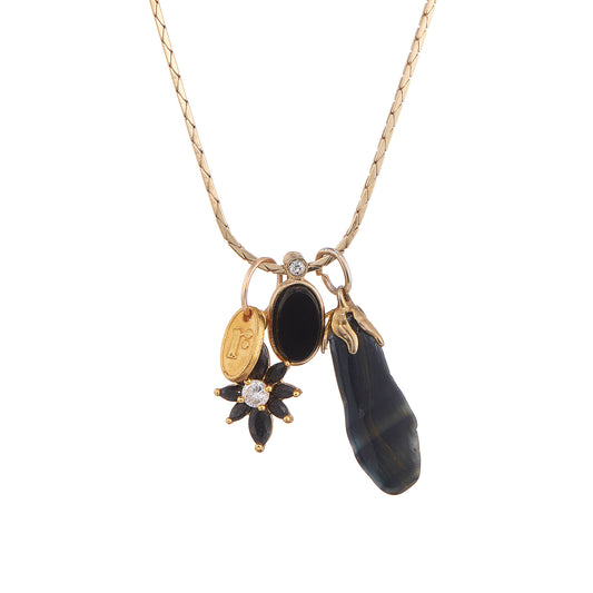Back to Black and Gold Charm Necklace, elegant black and gold jewelry