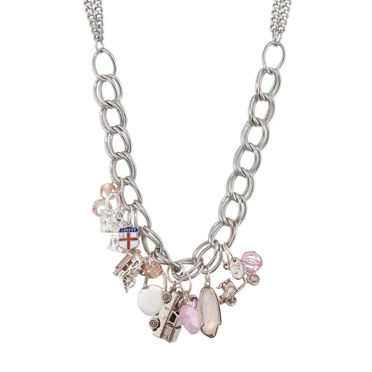 From A to B Cluster Charm Necklace, unique cluster jewelry