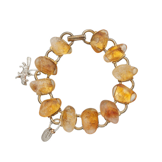 Amber Eyes Bracelet, elegant gemstone-inspired charm bracelet