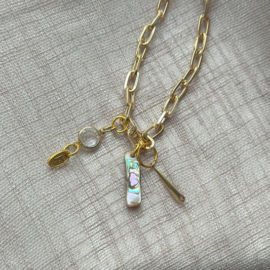 Pearls of Wisdom and Love Charm Necklace, elegant pearl jewelry