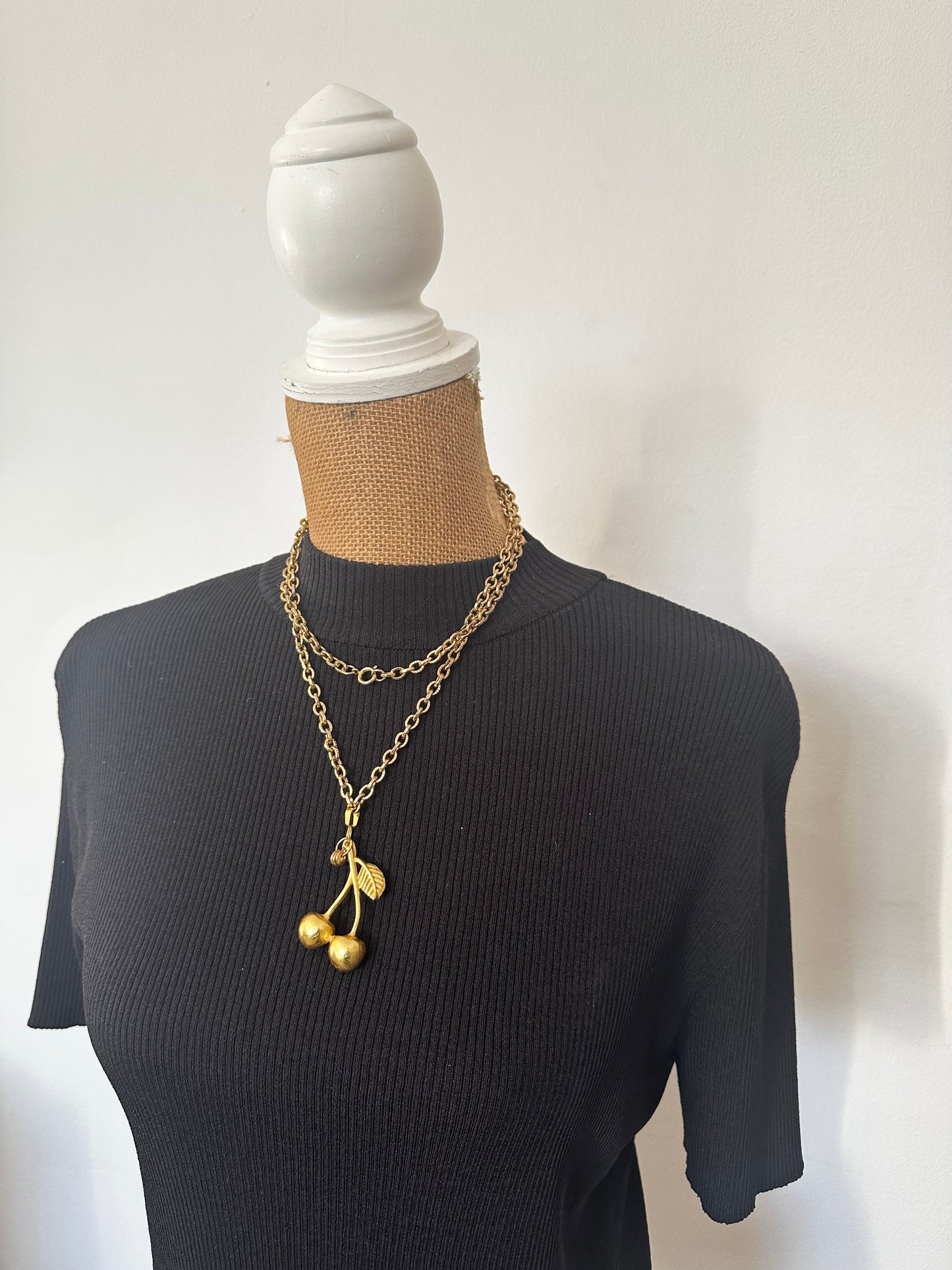 Cherry Four Vintage Necklace with Cherry Charm