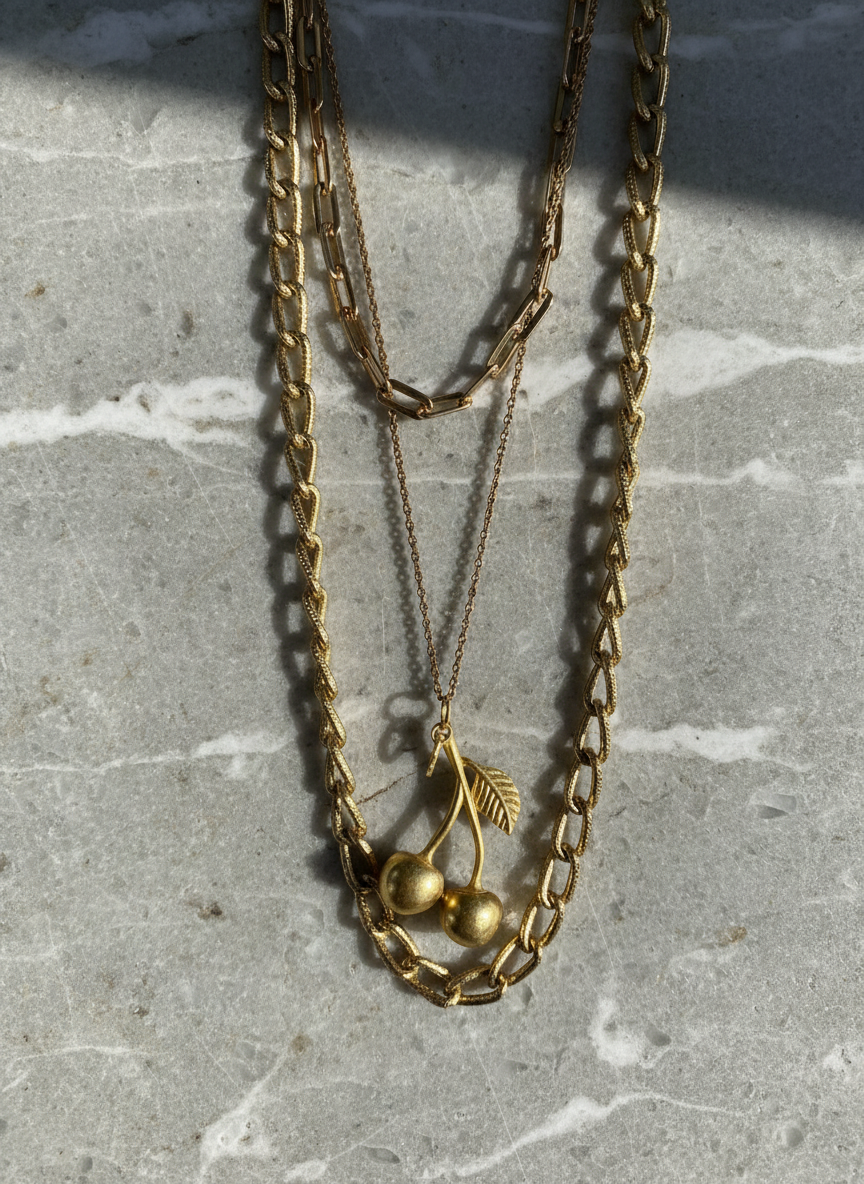 Cherry Ten Vintage Necklace with Cherry Pendant