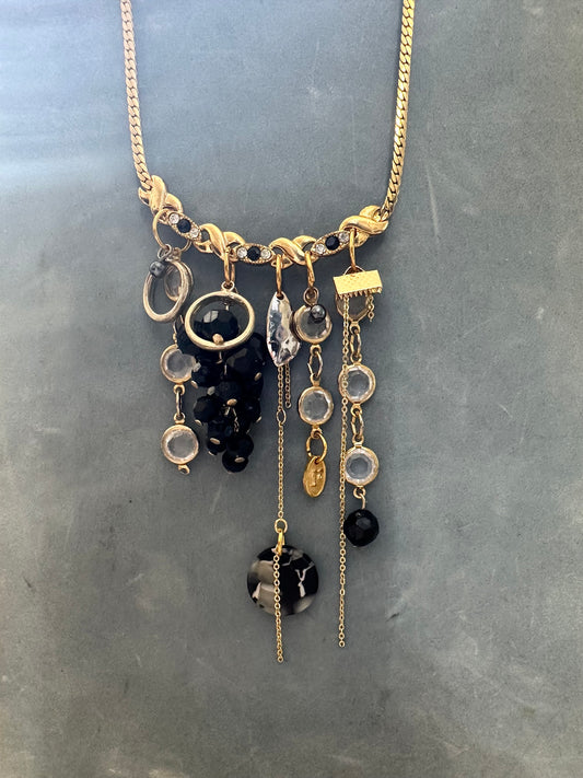 Eyes on Black Cluster Charm Necklace
