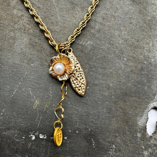 Sweet Petal Upcycled Charm Necklace