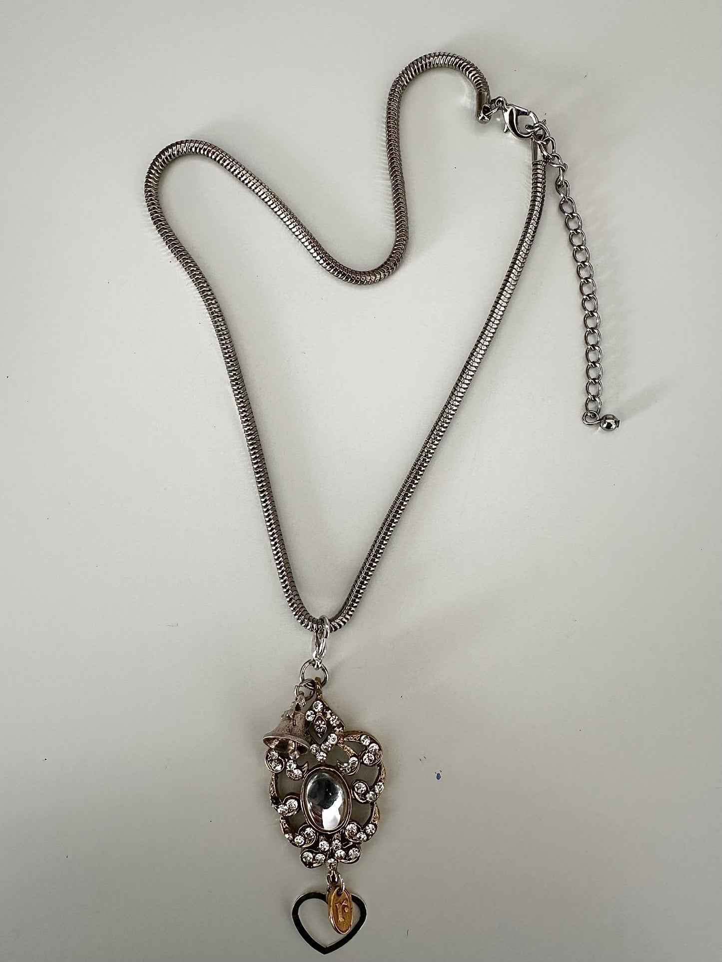 Golden Silver Belle Vintage Charm Necklace