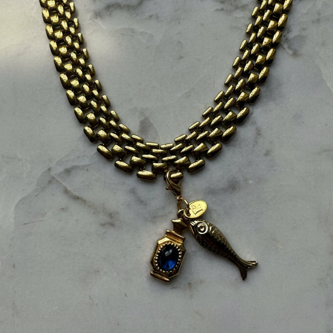 Little Fishy Vintage Charm Necklace