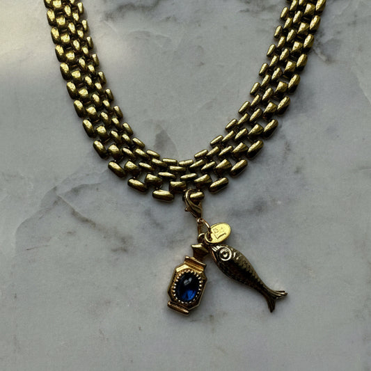 Little Fishy Vintage Charm Necklace
