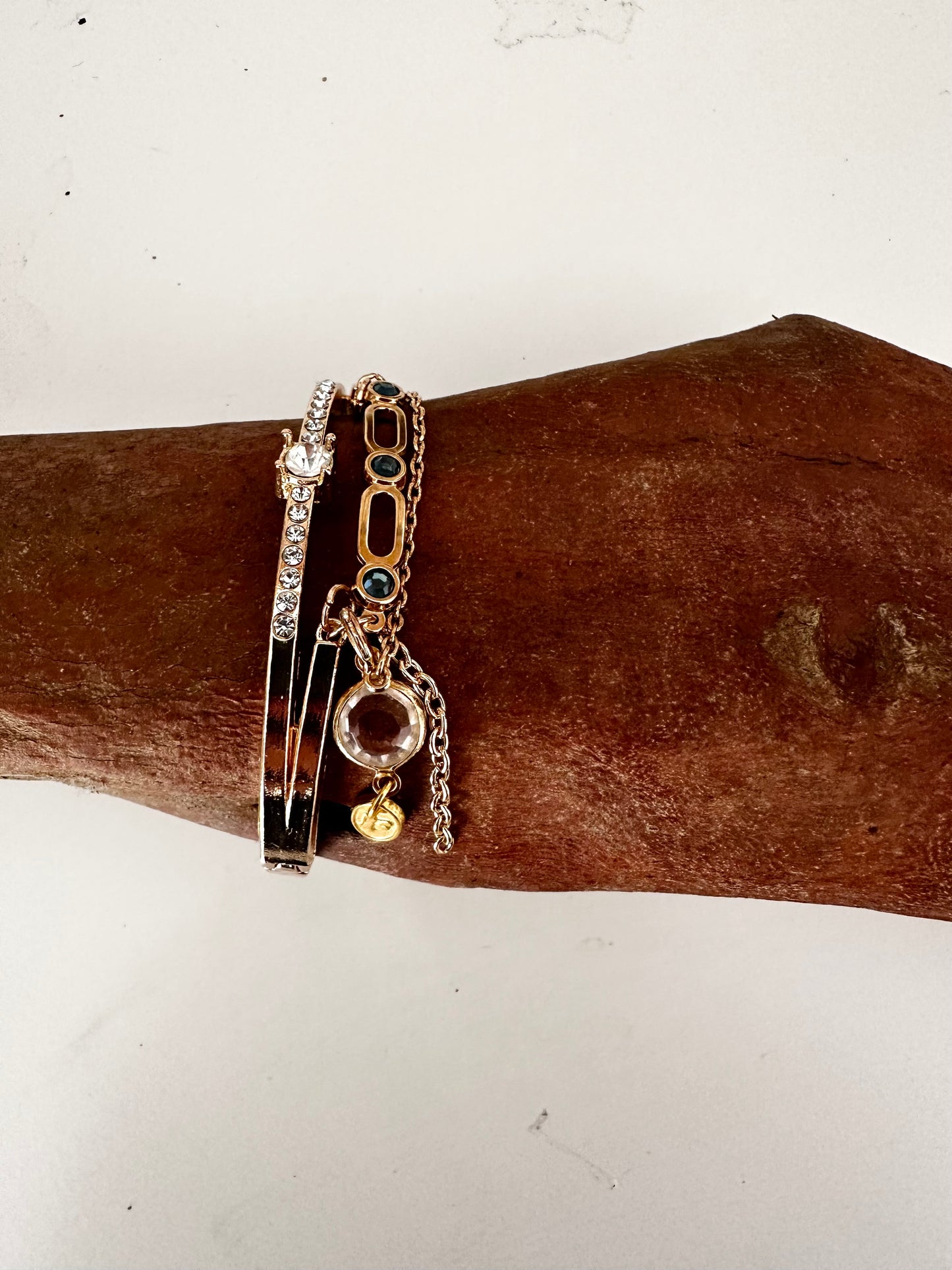 Layered Drop Diamanté Bangle