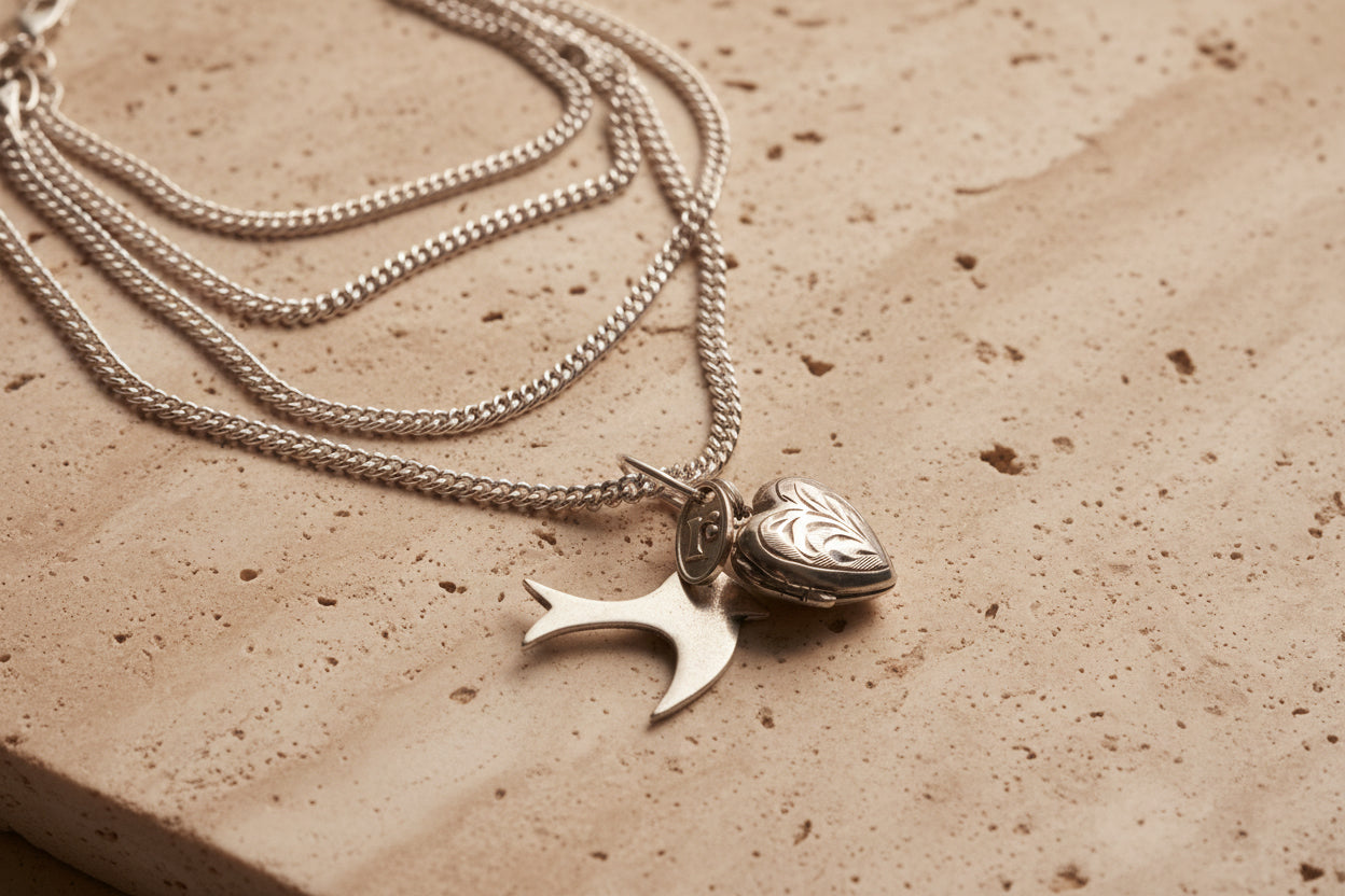 Love Birds Upcycled Vintage Charm Necklace