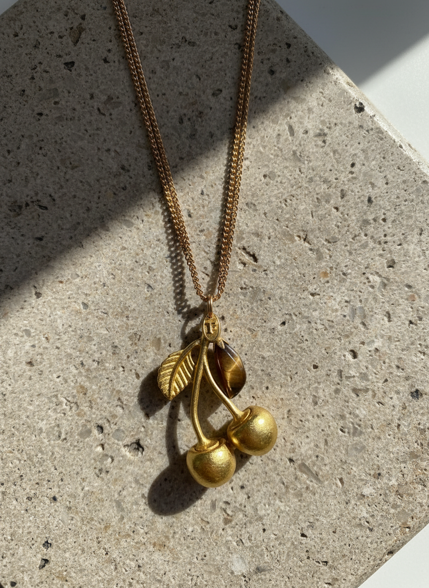 Cherry Six Pendant and Gem Necklace