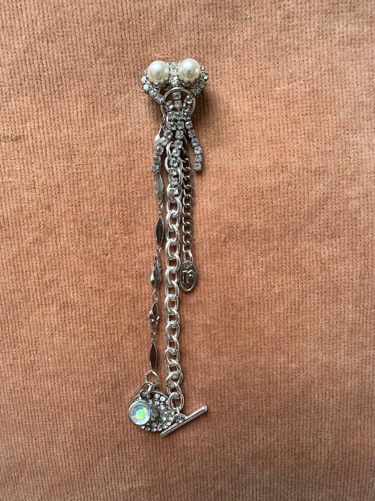 Diamanté Drop Charm Brooch