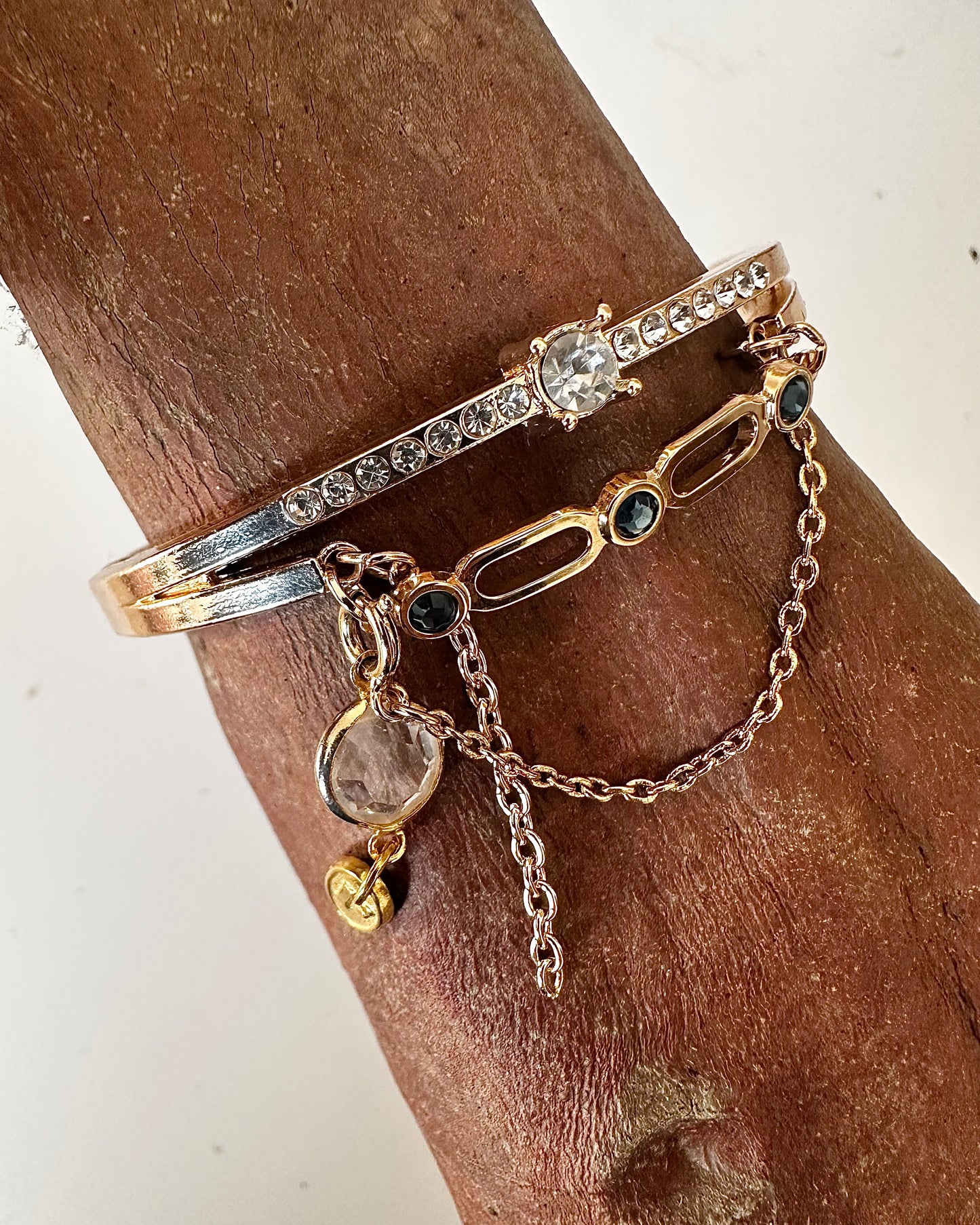 Layered Drop Diamanté Bangle