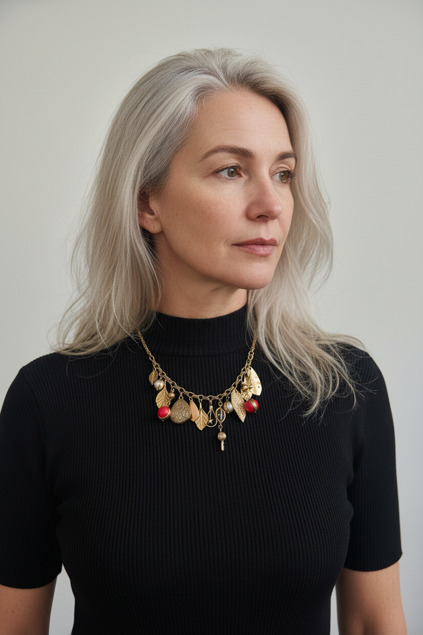 Golden Leaf Cluster Charm Necklace