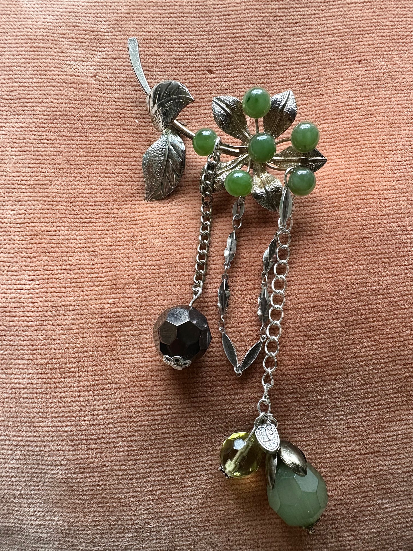 Green Flower Charm Brooch
