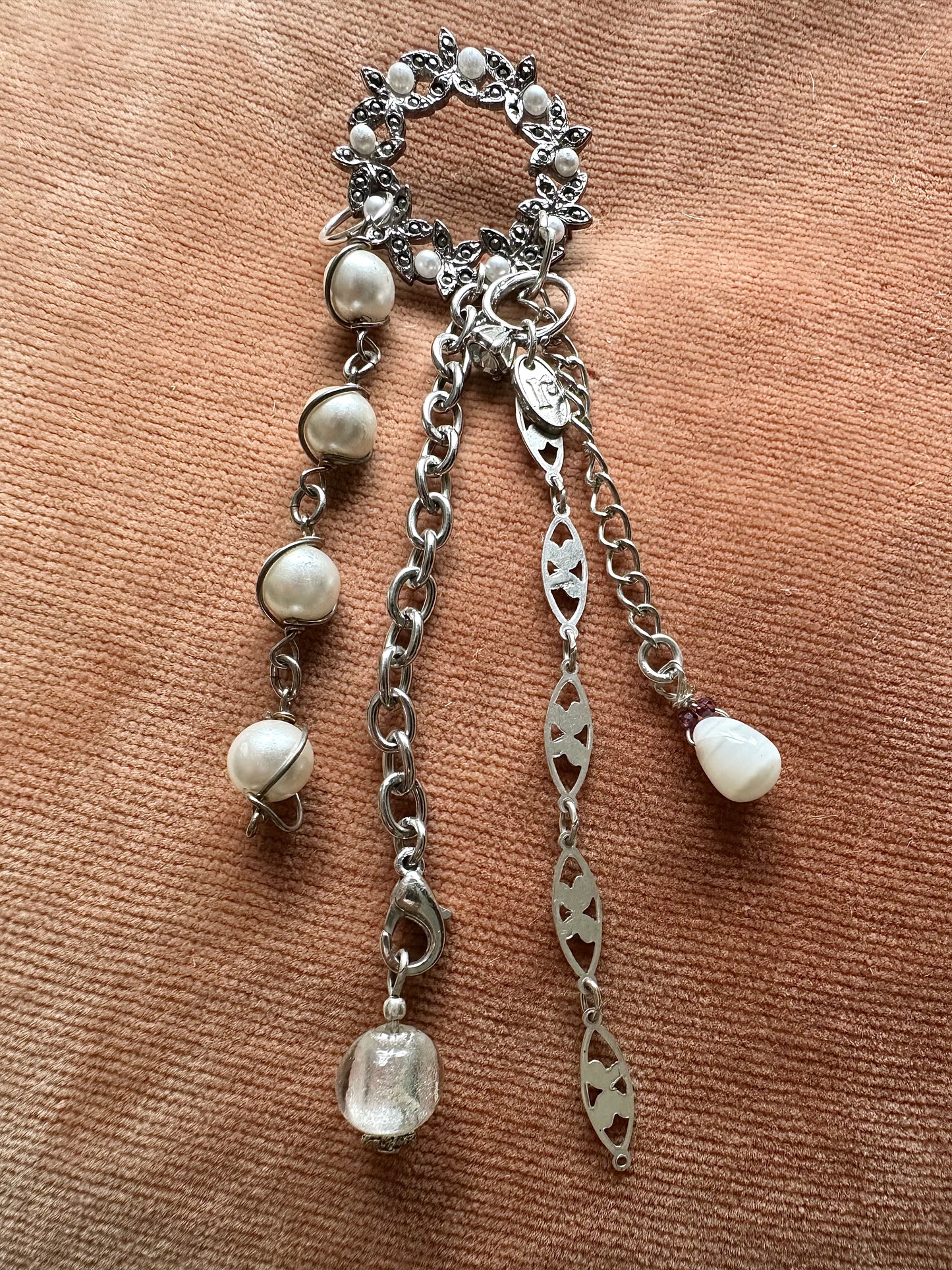 Diamonds and Pearls Charm Brooch