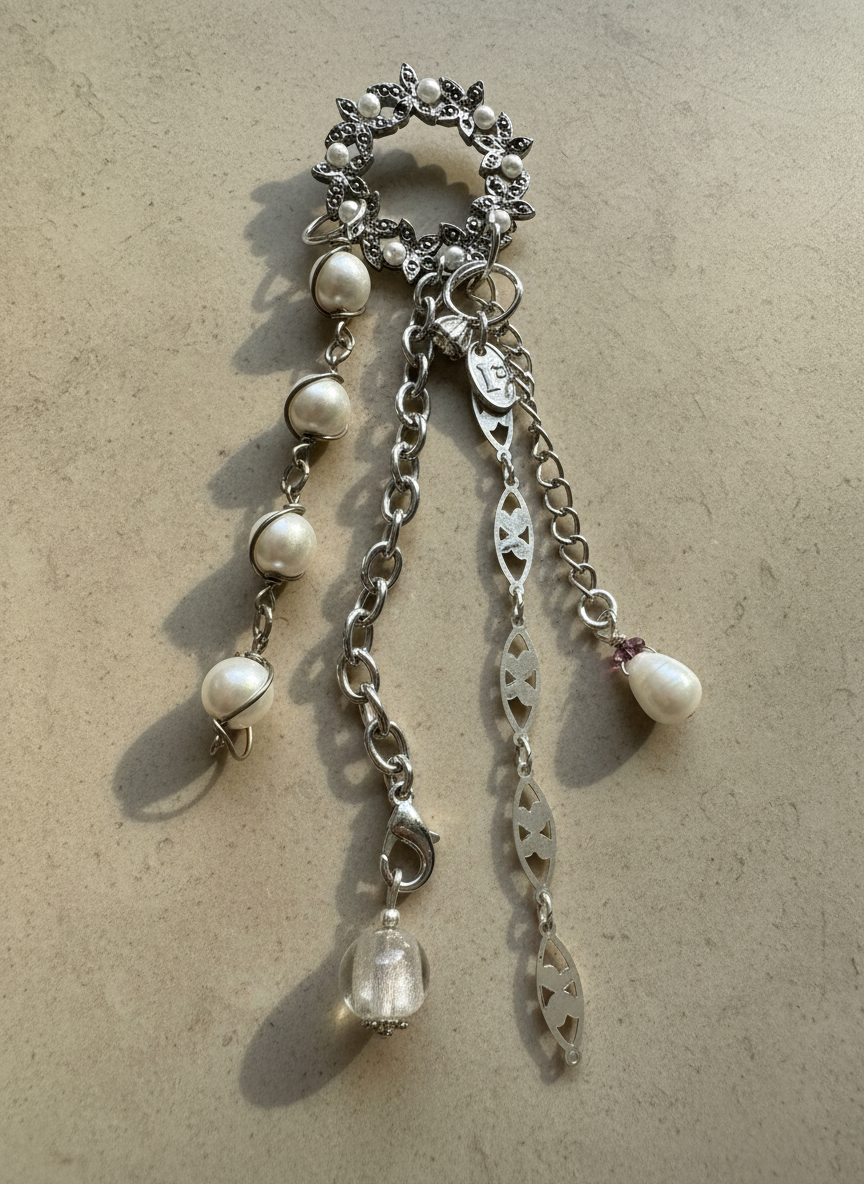 Diamonds and Pearls Charm Brooch