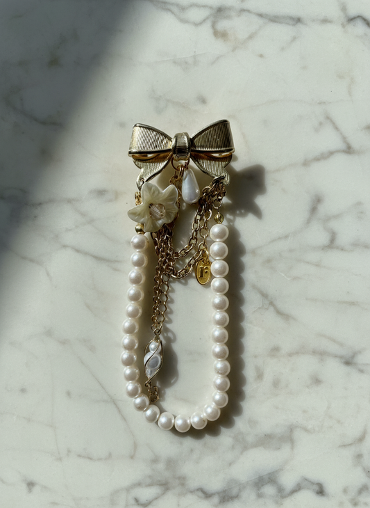 Pearly Bow Charm Brooch