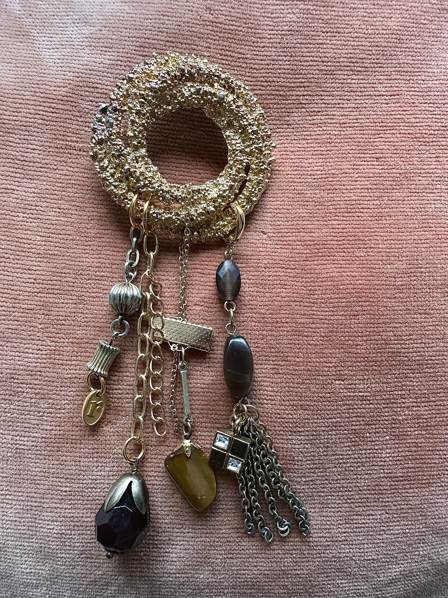 Gold Swirl Charm Brooch