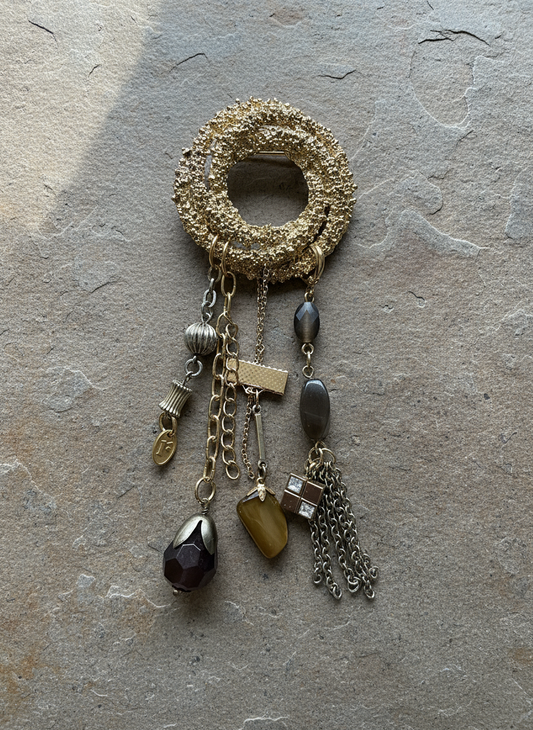 Gold Swirl Charm Brooch