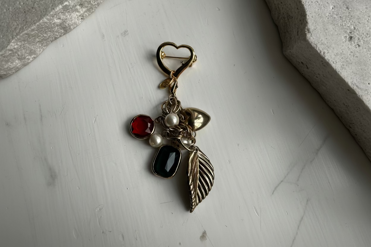 Heartfelt Charm Dangle Brooch