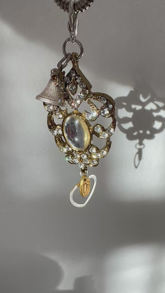 Golden Silver Belle Vintage Charm Necklace