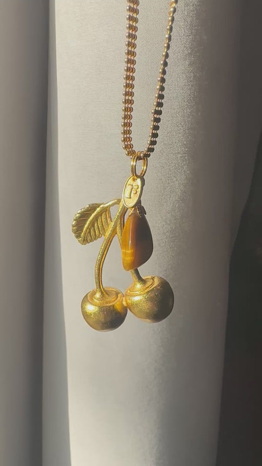Cherry Six Pendant and Gem Necklace