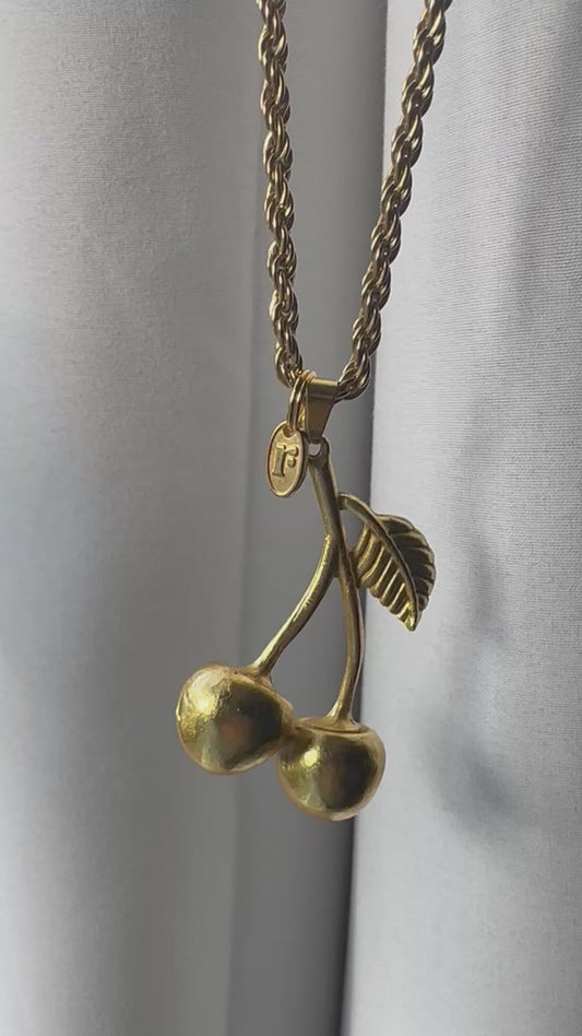 Cherry Three Vintage Necklace and Cherry Pendant