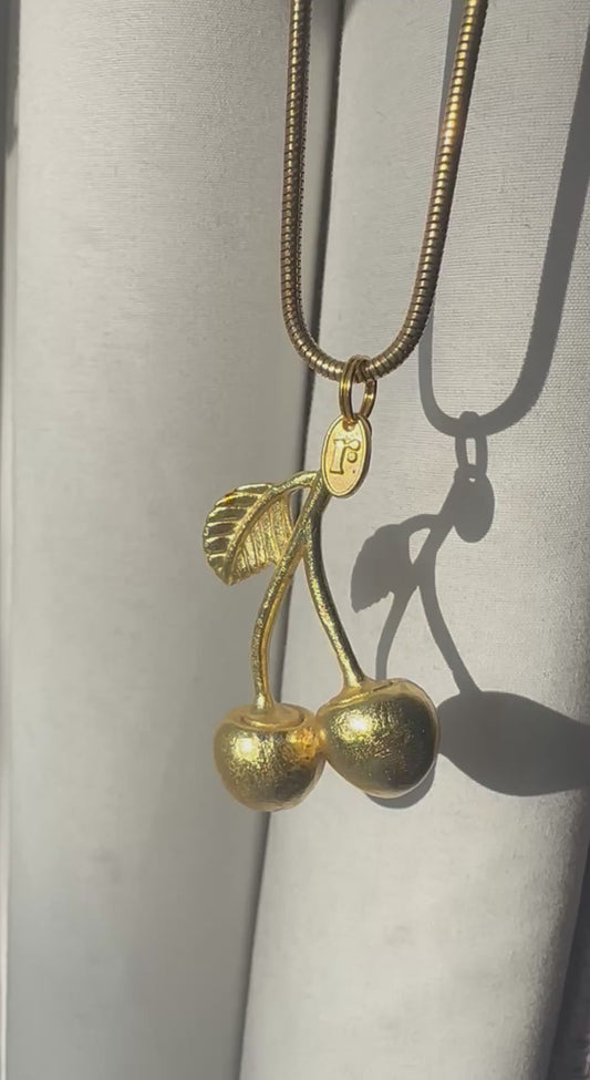 Cherry Seven Vintage Necklace with Cherry Pendant