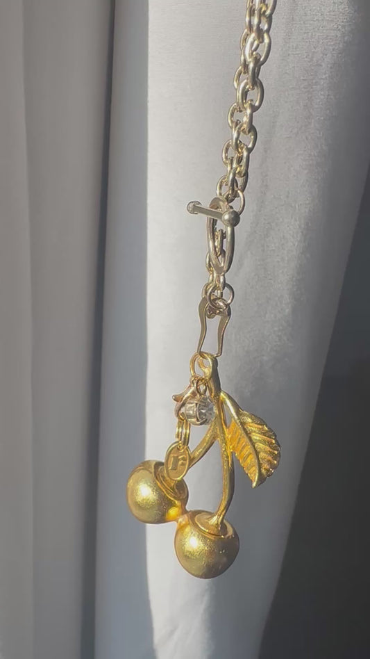 Cherry Eight Vintage Necklace with Cherry Charm
