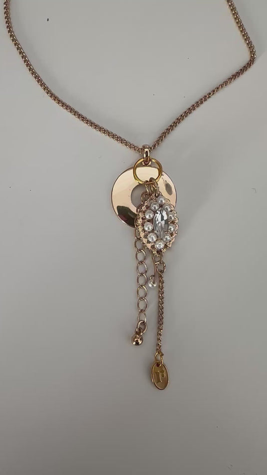 Diamonds and Pearls Charm Necklace