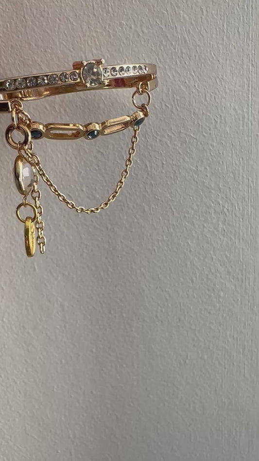 Layered Drop Diamanté Bangle