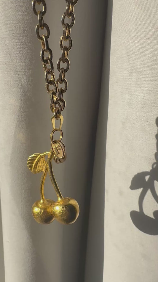 Cherry Four Vintage Necklace with Cherry Charm